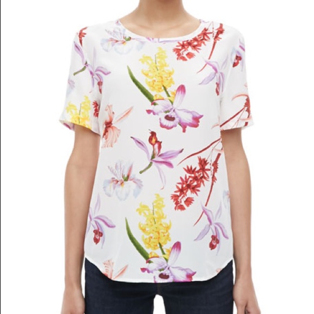 Equipment Riley Endangered Floral-Print Silk Tee